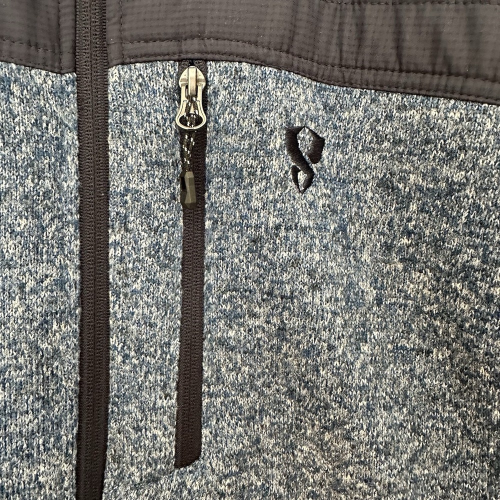 Stoic Sweater Fleece Jacket Mens Large Blue Quilted Yoke Full Zip Outdoor warm - Picture 4 of 11
